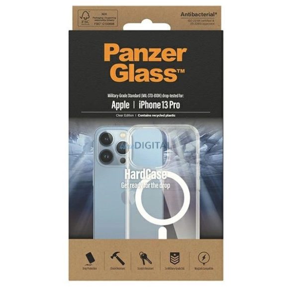 PanzerGlass HardCase Antibacterial Military Grade MagSafe tok iPhone 13 Pro - átlátszó