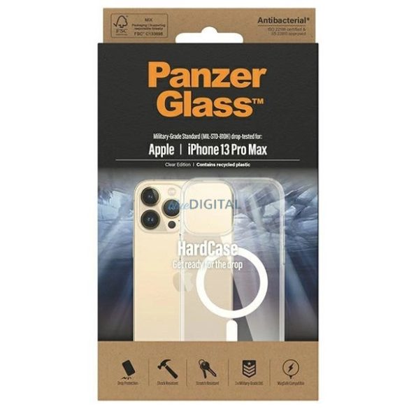 PanzerGlass HardCase Antibacterial Military Grade MagSafe tok iPhone 13 Pro Max - átlátszó