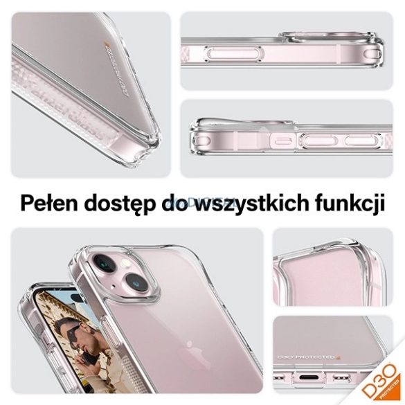 PanzerGlass HardCase Military Grade D3O tok iPhone 13/14/15 - átlátszó