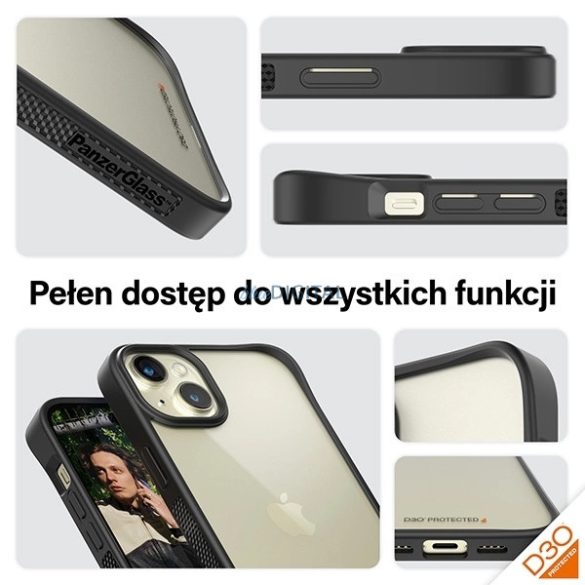 PanzerGlass ClearCase Military Grade tok iPhone 14 Plus/15 Plus - átlátszó-fekete