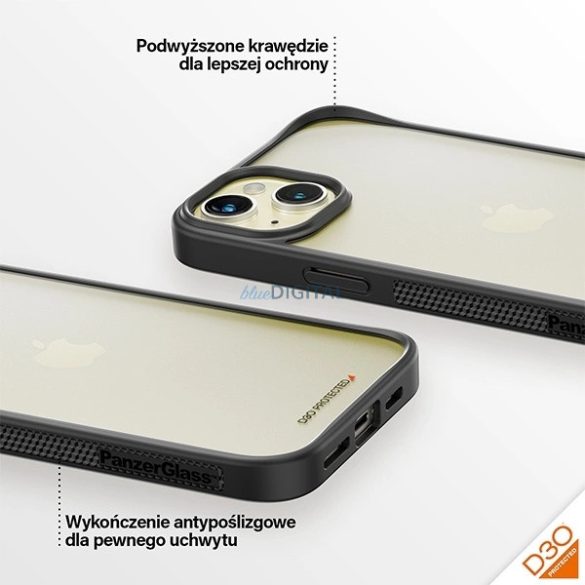 PanzerGlass ClearCase Military Grade tok iPhone 14 Plus/15 Plus - átlátszó-fekete