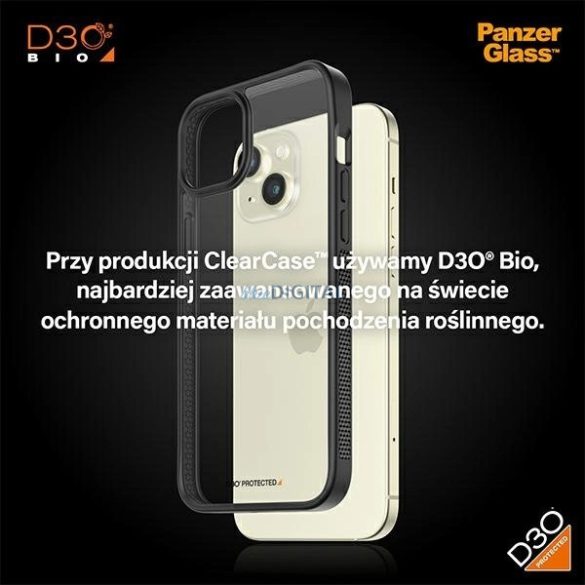 PanzerGlass ClearCase Military Grade tok iPhone 14 Plus/15 Plus - átlátszó-fekete