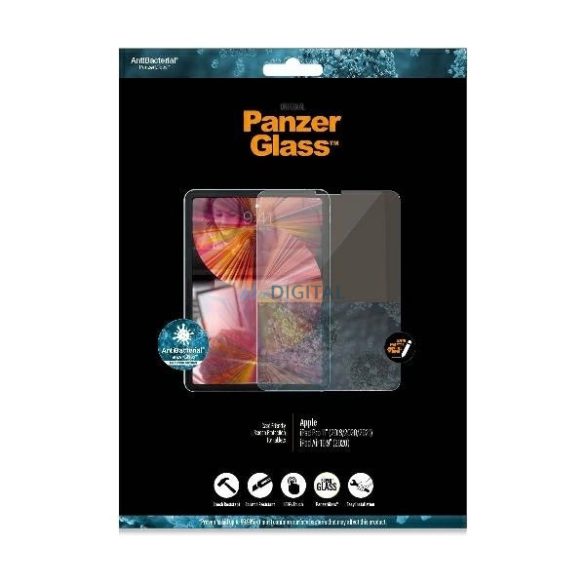 PanzerGlass Super+ Antibacterial edzett üveg iPad Pro 11" 2018 / 2020 / 2021 / iPad Air 2020 / Air 2022