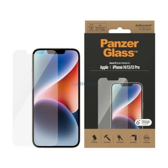 PanzerGlass Classic Fit Antibacterial edzett üveg iPhone 14 / iPhone 13 Pro / iPhone 13