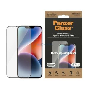 PanzerGlass Ultra-Wide Fit Antibacterial edzett üveg felhelyezést segítő kerettel iPhone 14 / iPhone 13 Pro / iPhone 13