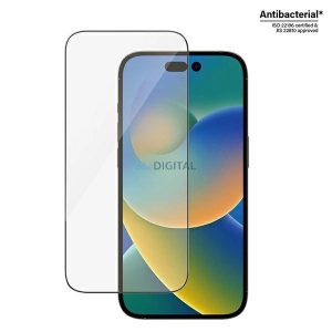 PanzerGlass Ultra-Wide Fit Antibacterial edzett üveg felhelyezést segítő kerettel iPhone 14 Pro