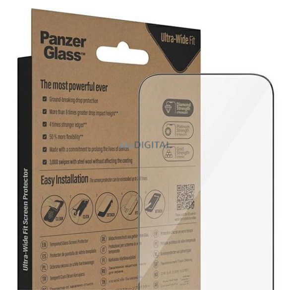 PanzerGlass Ultra-Wide Fit Antibacterial edzett üveg felhelyezést segítő kerettel iPhone 14 Pro