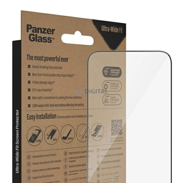 PanzerGlass Ultra-Wide Fit Antibacterial edzett üveg felhelyezést segítő kerettel iPhone 14 Pro Max