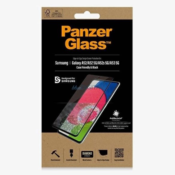 PanzerGlass E2E Microfracture edzett üveg fekete szegéllyel Samsung Galaxy A52 / Samsung Galaxy A52 5G / Samsung Galaxy A53 5G