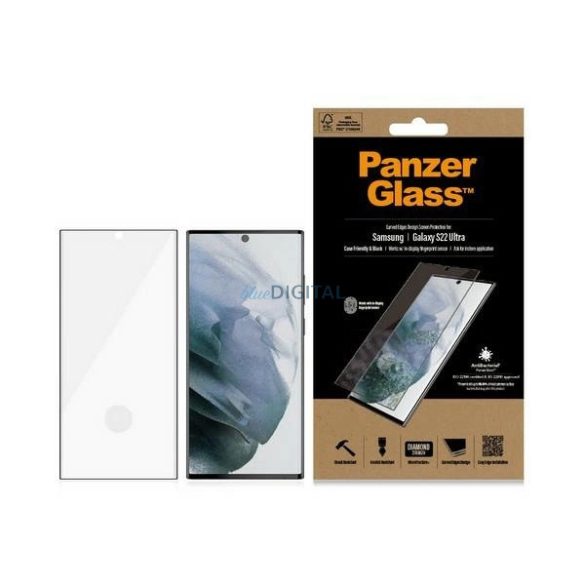 PanzerGlass E2E Microfracture edzett üveg fekete szegéllyel Samsung Galaxy S22 Ultra