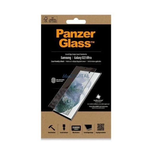 PanzerGlass E2E Microfracture edzett üveg fekete szegéllyel Samsung Galaxy S22 Ultra