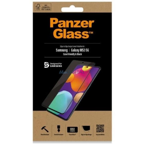 PanzerGlass E2E Regular edzett üveg fekete szegéllyel Samsung Galaxy M53