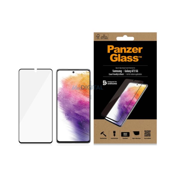 PanzerGlass E2E Regular edzett üveg fekete szegéllyel Samsung Galaxy A73