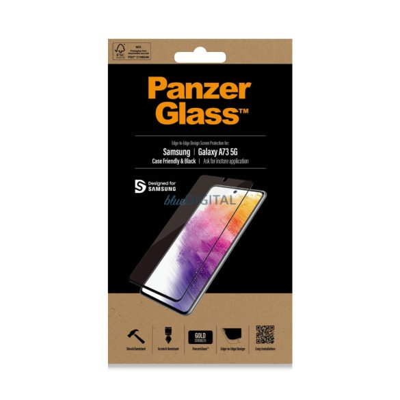 PanzerGlass E2E Regular edzett üveg fekete szegéllyel Samsung Galaxy A73