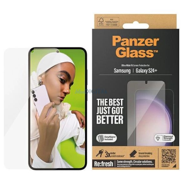 PanzerGlass Ultra-Wide Fit edzett üveg felhelyezést segítő kerettel Samsung Galaxy S24+