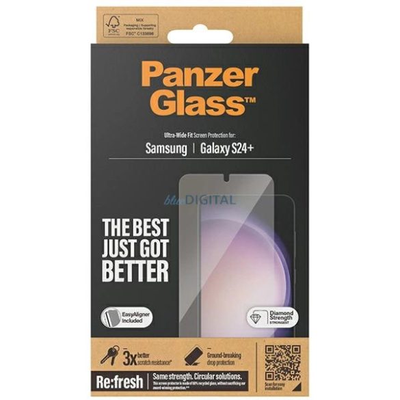 PanzerGlass Ultra-Wide Fit edzett üveg felhelyezést segítő kerettel Samsung Galaxy S24+