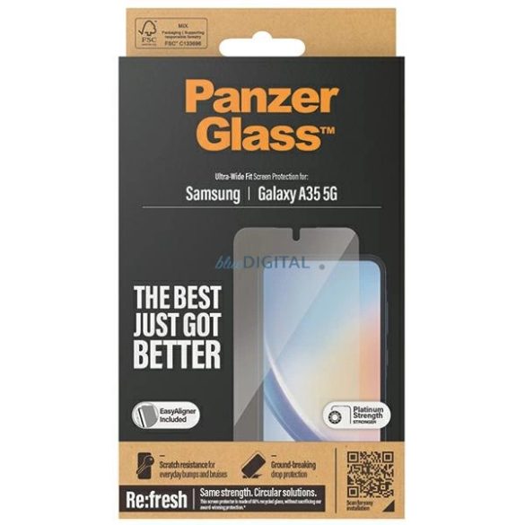 PanzerGlass Ultra-Wide Fit edzett üveg felhelyezést segítő kerettel Samsung Galaxy A35 5G