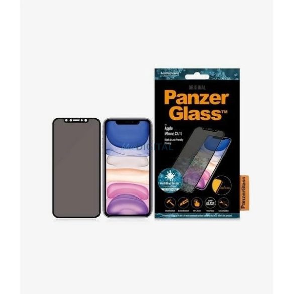 PanzerGlass E2E Super+ betekintésvédett edzett üveg fekete szegéllyel iPhone XR / iPhone 11