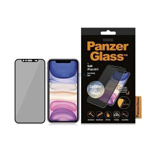 PanzerGlass E2E Super+ edzett üveg fekete szegéllyel és front kamera takaróval iPhone XR / iPhone 11