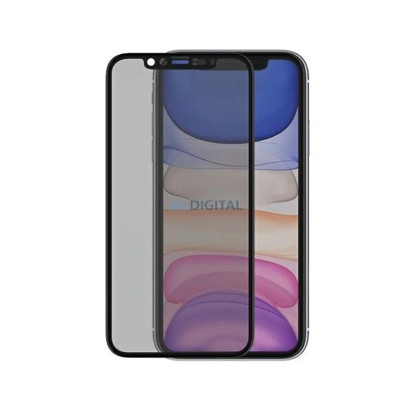 PanzerGlass E2E Super+ edzett üveg fekete szegéllyel és front kamera takaróval iPhone XR / iPhone 11