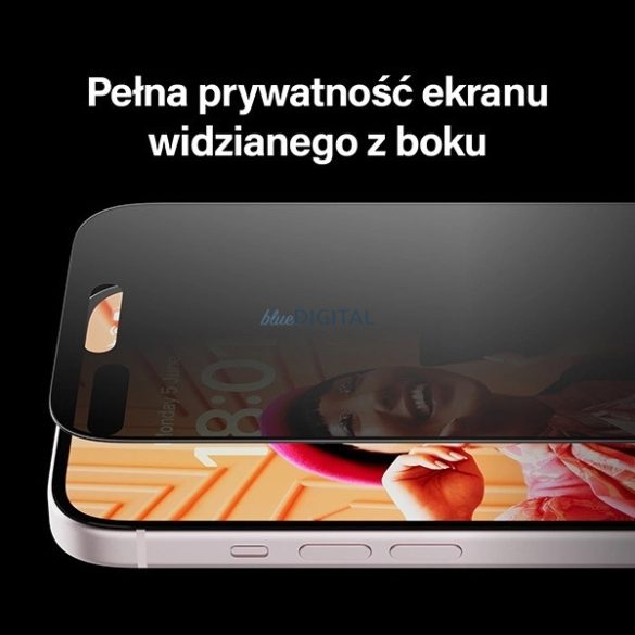 PanzerGlass Ultra-Wide Fit betekintésvédett edzett üveg felhelyezést segítő kerettel iPhone 15 Pro