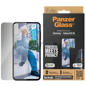 PanzerGlass Ultra-Wide Fit betekintésvédett edzett üveg felhelyezést segítő kerettel Samsung Galaxy A55 5G