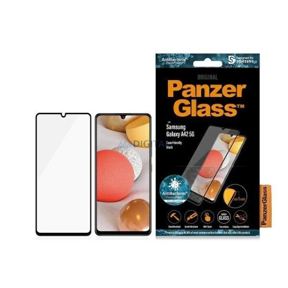 PanzerGlass E2E Super+ edzett üveg fekete szegéllyel Samsung Galaxy A42 5G