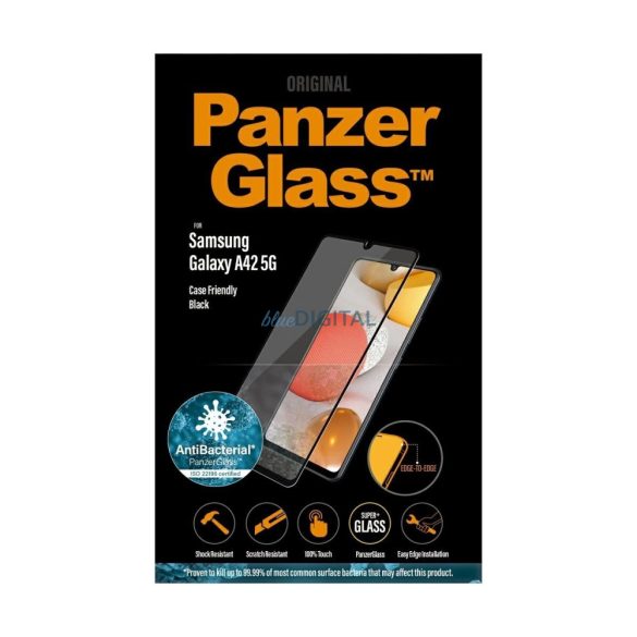 PanzerGlass E2E Super+ edzett üveg fekete szegéllyel Samsung Galaxy A42 5G