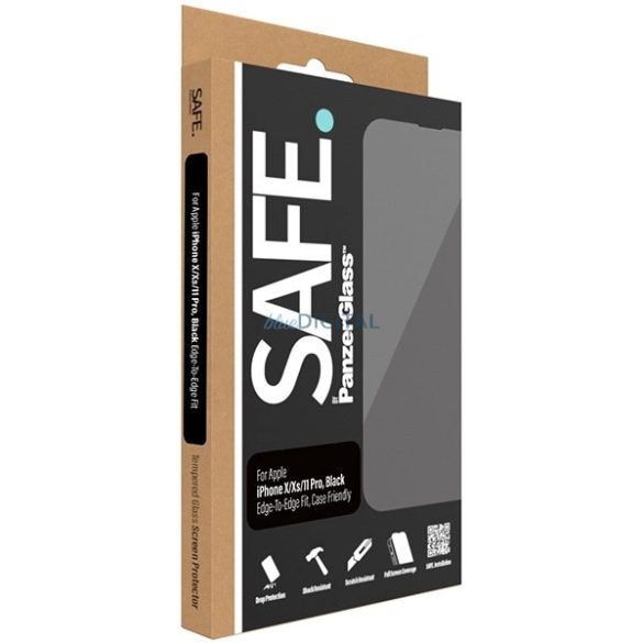 SAFE by PanzerGlass edzett üveg fekete szegéllyel iPhone 11 Pro / iPhone XS / iPhone X