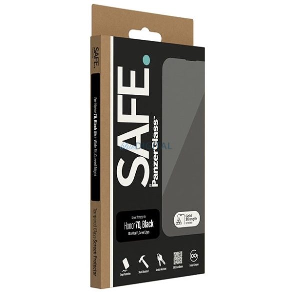 SAFE by PanzerGlass edzett üveg fekete szegéllyel Honor 70