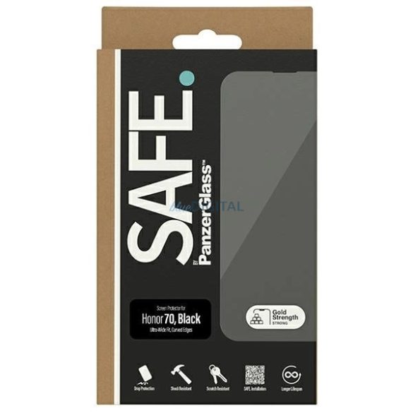 SAFE by PanzerGlass edzett üveg fekete szegéllyel Honor 70