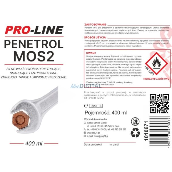 Pro-LINE PENETROL MoS2 rozsdaeltávolító spray 400ml