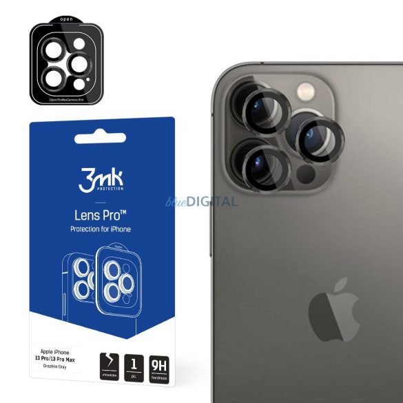 Kameraüveg iPhone 13 Pro Max / 13 Pro 9H 3mk lencsevédelem Lens Protection Pro Series szürke