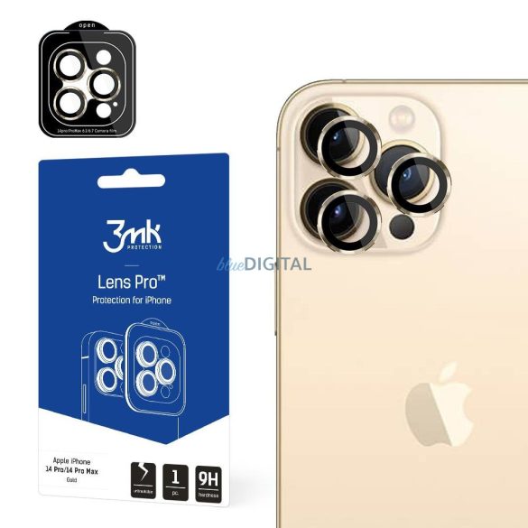iPhone 14 Pro Max / 14 Pro 9H kameraüveg a 3mk objektív védelmére Pro Series - Arany
