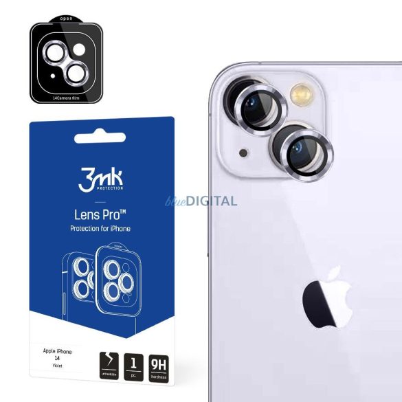 Kameraüveg iPhone 14 9H 3mk lencsevédelem Lens Protection Pro Series lila