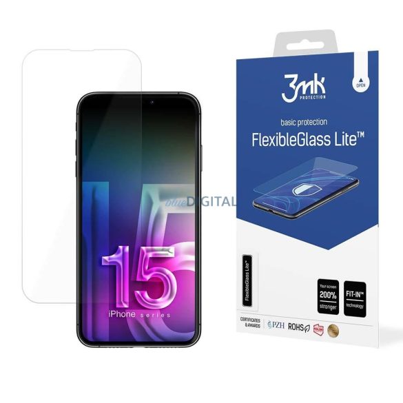 Apple iPhone 15 - 3mk FlexibleGlass Lite™ - 3mk FlexibleGlass Lite ™ fólia