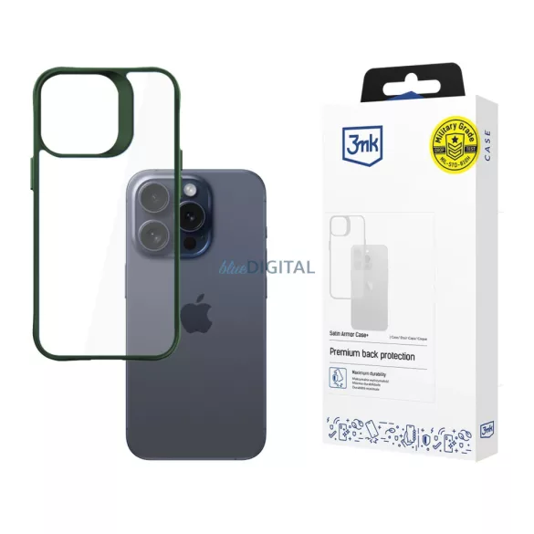 3mk Satin Armor tok+ zöld Apple iPhone 15 Pro – átlátszó
