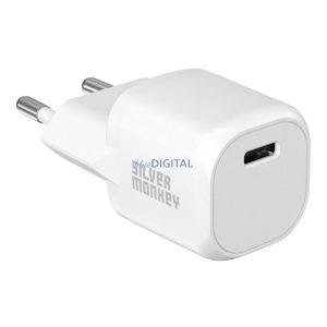 Silver Monkey Mini hálózati töltő 1xUSB-C csatlakozással 20W PD - fehér