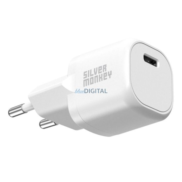 Silver Monkey Mini hálózati töltő 1xUSB-C csatlakozással 20W PD - fehér