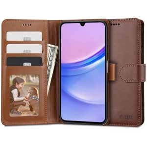 Tech-Protect Wallet tok Samsung Galaxy A15 4G/5G - barna