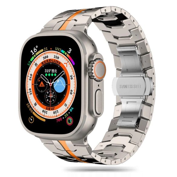 Tech-Protect Stainless Line Bracelet csereszíj Apple Watch 4 / 5 / 6 / 7 / 8 / 9 / SE / Ultra 1 / 2 (42/44/45/49 mm) - titánium-narancs