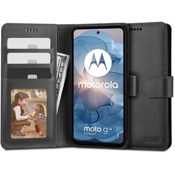 Tech-Protect Wallet tok Motorola Moto G04/G24/G24 Power - fekete