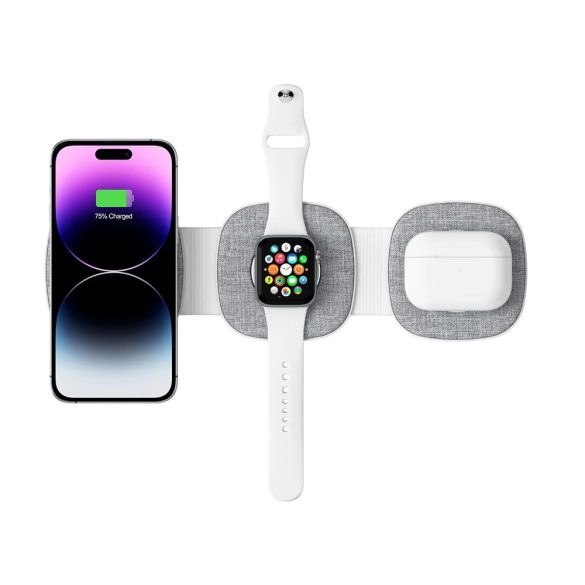 Tech-Protect QI15W-A32 3 az 1-ben MagSafe induktív töltő okostelefon / Apple Watch / AirPods - szürke