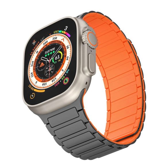 Tech-Protect IconBand Magnetic csereszíj Apple Watch 4 / 5 / 6 / 7 / 8 / 9 / SE / Ultra 1 / 2 (42/44/45/49 mm) - titánium-narancs