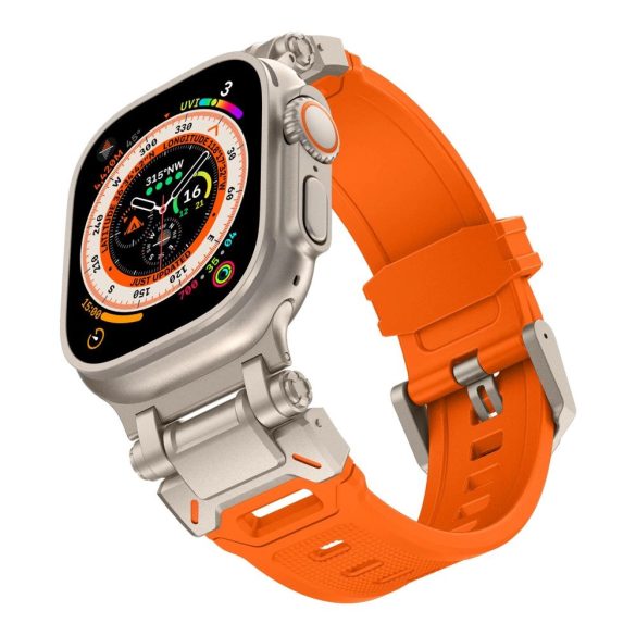 Tech-Protect Delta Pro Strap csereszíj Apple Watch 4 / 5 / 6 / 7 / 8 / 9 / SE / Ultra 1 / 2 (42/44/45/49 mm) - titánium-narancs