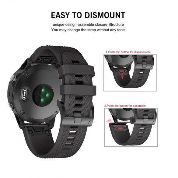 Tech-Protect Smooth szíj Garmin Fenix 3/5X/3HR/5X Plus/6X/6X Pro/7X - fekete