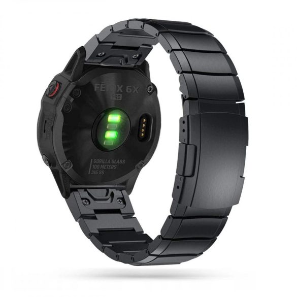 Tech-Protect SteelBand csereszíj Garmin Fenix 5 / Garmin Fenix 6 / Garmin Fenix 6 Pro / Garmin Fenix 7 - fekete