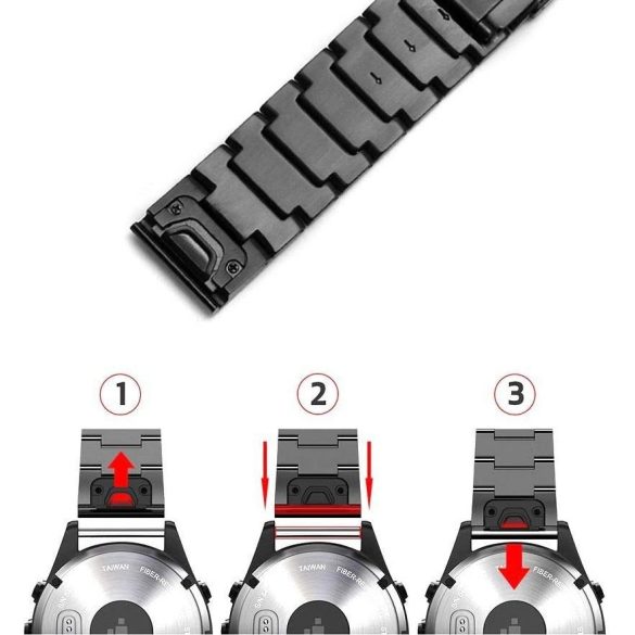 Tech-Protect SteelBand csereszíj Garmin Fenix 5 / Garmin Fenix 6 / Garmin Fenix 6 Pro / Garmin Fenix 7 - fekete