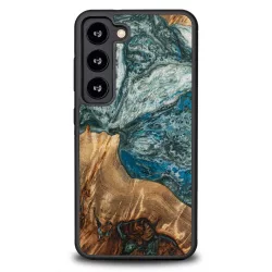   Fa és műgyanta tok Samsung Galaxy S23 Bewood Unique Planet Earth - kék-zöld