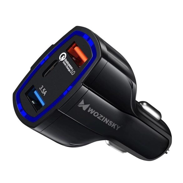 Wozinsky WCC-01 autós töltő 2xUSB-A és 1xUSB-C csatlakozóval